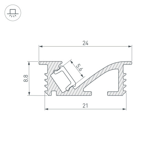 Профиль SL-BEVEL-W21-F-2000 ANOD BLACK (Arlight, Алюминий) 048997