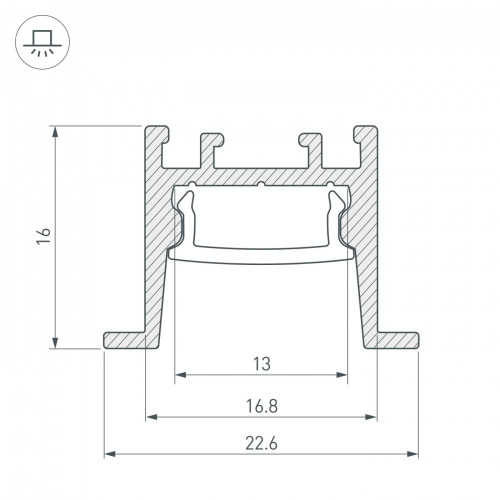 Профиль SL-COMFORT-2316-F-2000 ANOD (Arlight, Алюминий)