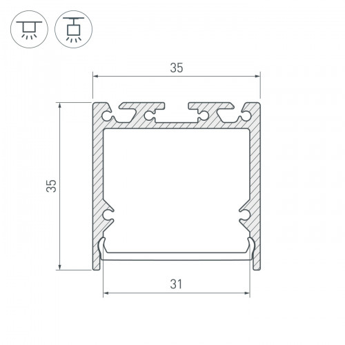 Профиль SL-LINE-3535-3000 ANOD (Arlight, Алюминий)