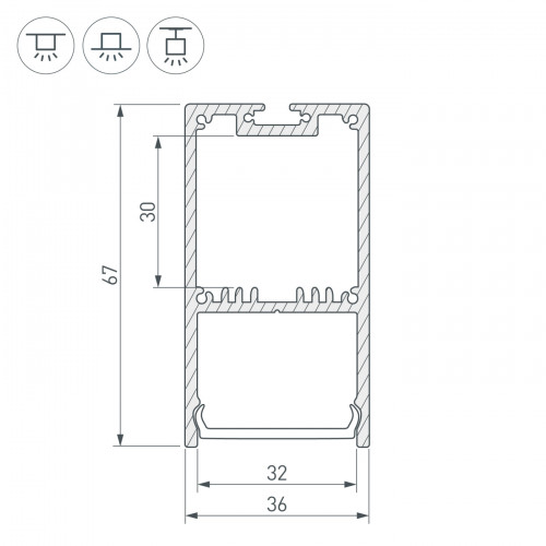 Профиль SL-LINE-3667-3000 ANOD (Arlight, Алюминий)