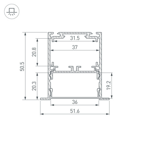 Профиль SL-LINIA52-3L-F-2000 ANOD (Arlight, Алюминий)