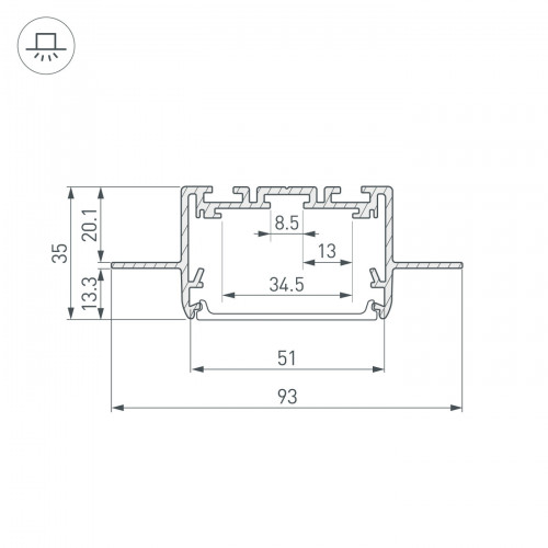 Профиль SL-LINIA55-FANTOM-2500 ANOD (Arlight, Алюминий)