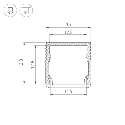 Профиль SL-MINI-15-2000 ANOD (Arlight, Алюминий) 049019