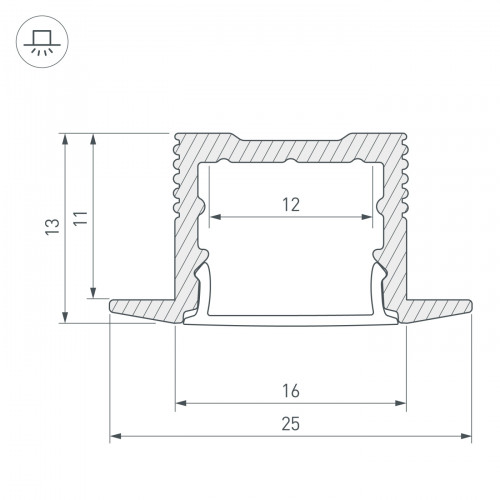 Профиль SL-SLIM-H13M-F25-3000 ANOD (Arlight, Алюминий)