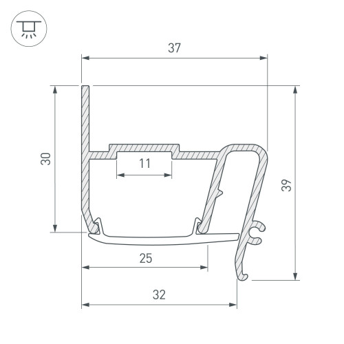 Профиль STRETCH-S-30-WALL-SIDE-2000 (STEP) (Arlight, Алюминий)