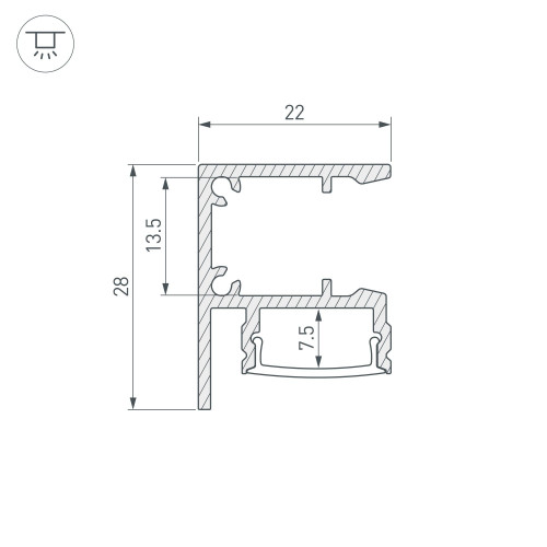 Профиль WALL-2228-2000 ANOD (Arlight, Алюминий) 050466