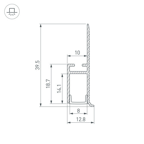 Профиль WALL-FANTOM-BENT-W10-SIDE-2000 ANOD (Arlight, Алюминий)