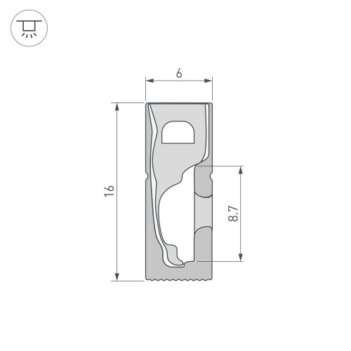 Силиконовый профиль WPH-FLEX-0616-SIDE-S9-5m FULL BLACK (Arlight, Силикон)