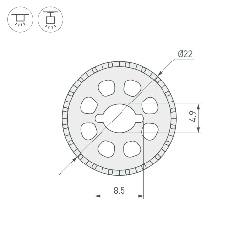 Силиконовый профиль WPH-FLEX-ROPE-D22-360deg-S8-5m WHITE (Arlight, Силикон) 048598