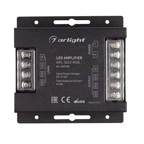 Усилитель ARL-5022-RGB (12-24V, 3x10A, 360-720W) (Arlight, IP20 Металл, 3 года)